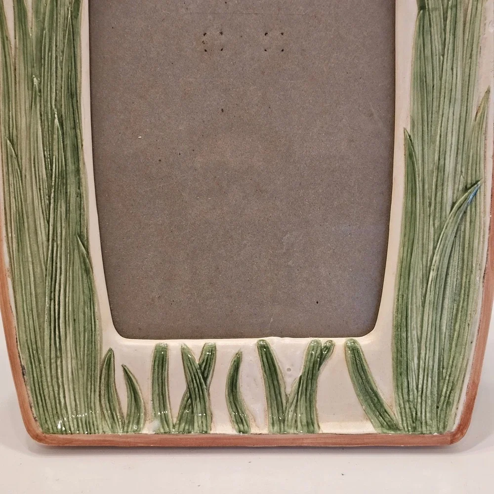 Terragrafics Ceramic Pink Iris Floral Vintage Picture Frame Art Nouveau 4x6